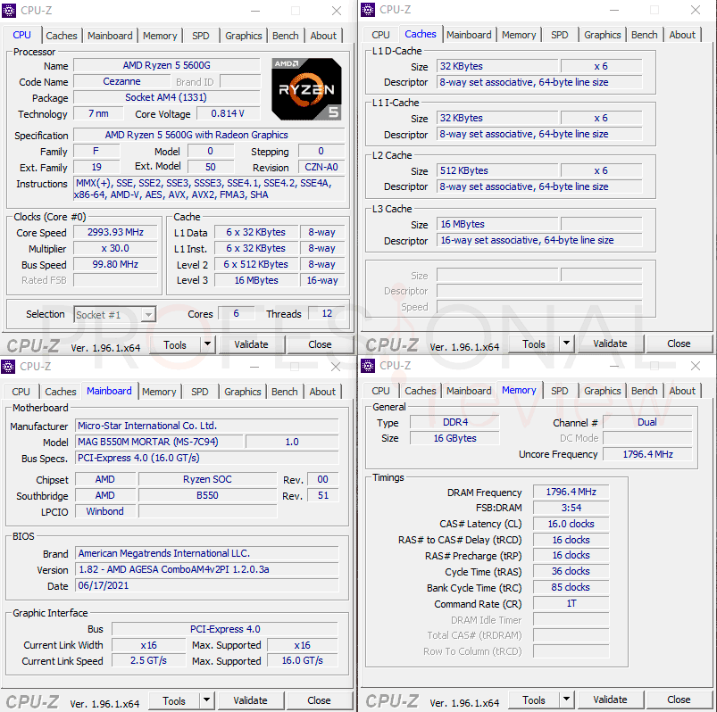 AMD Ryzen 5 5600G CPU-Z