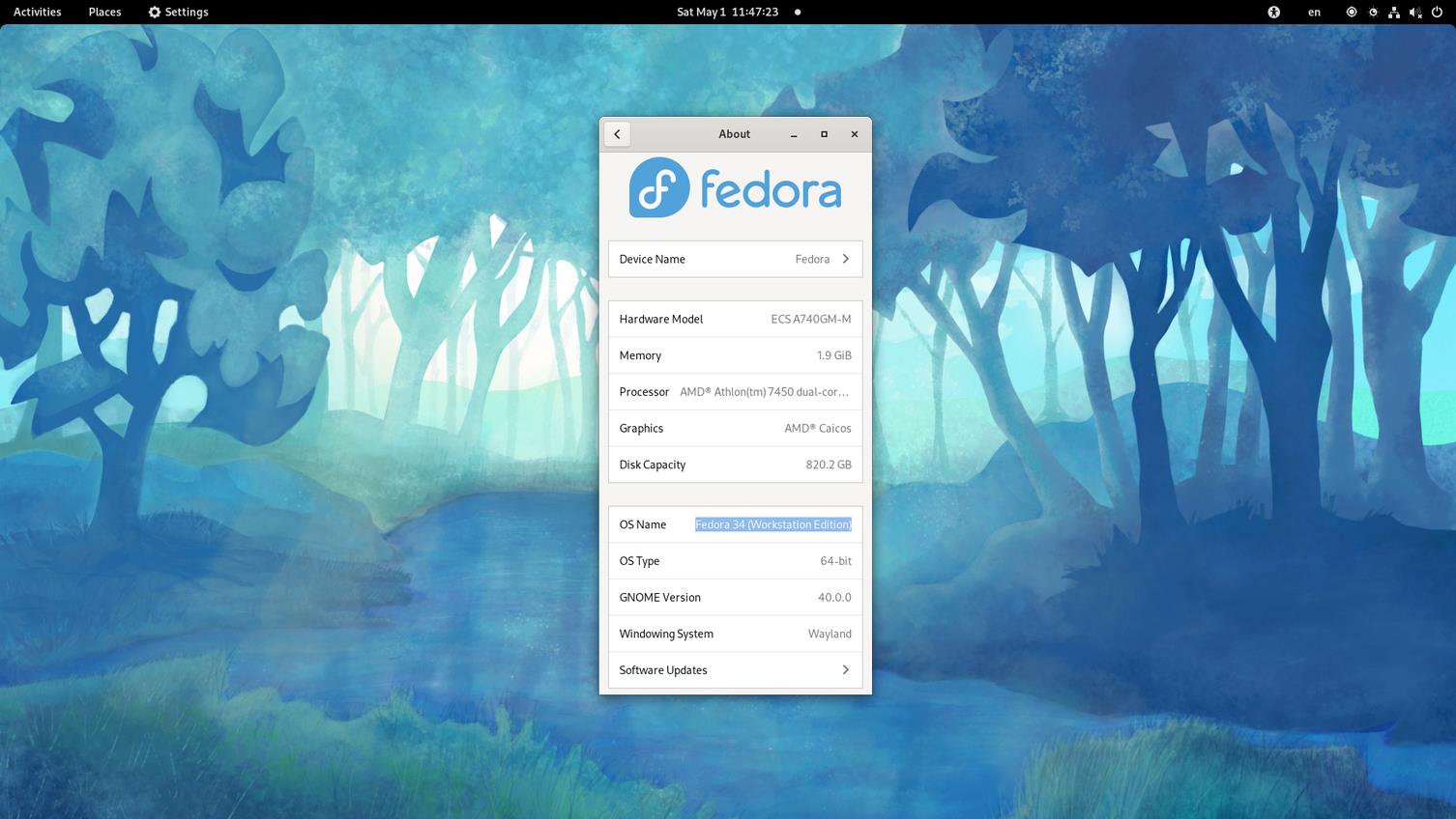 Fedora 34 Workstation