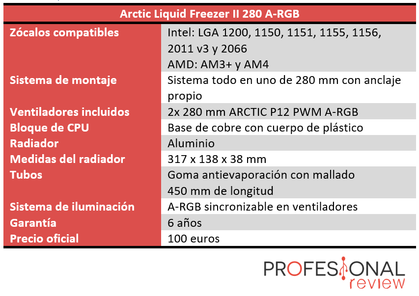 Arctic Liquid Freezer II 280 A-RGB Características