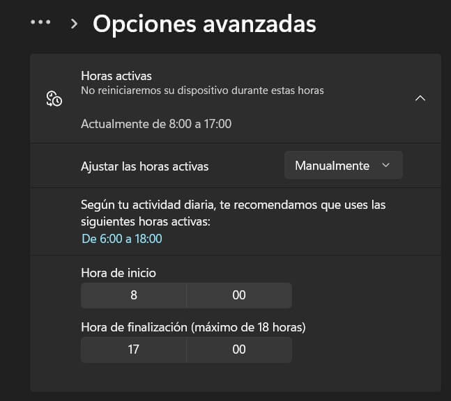 Cómo configurar horas activas en Windows 11