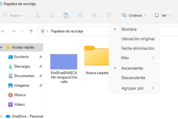 Papelera de reciclaje Windows 11 abrir, mostrar, ocultar y restaurar - 09