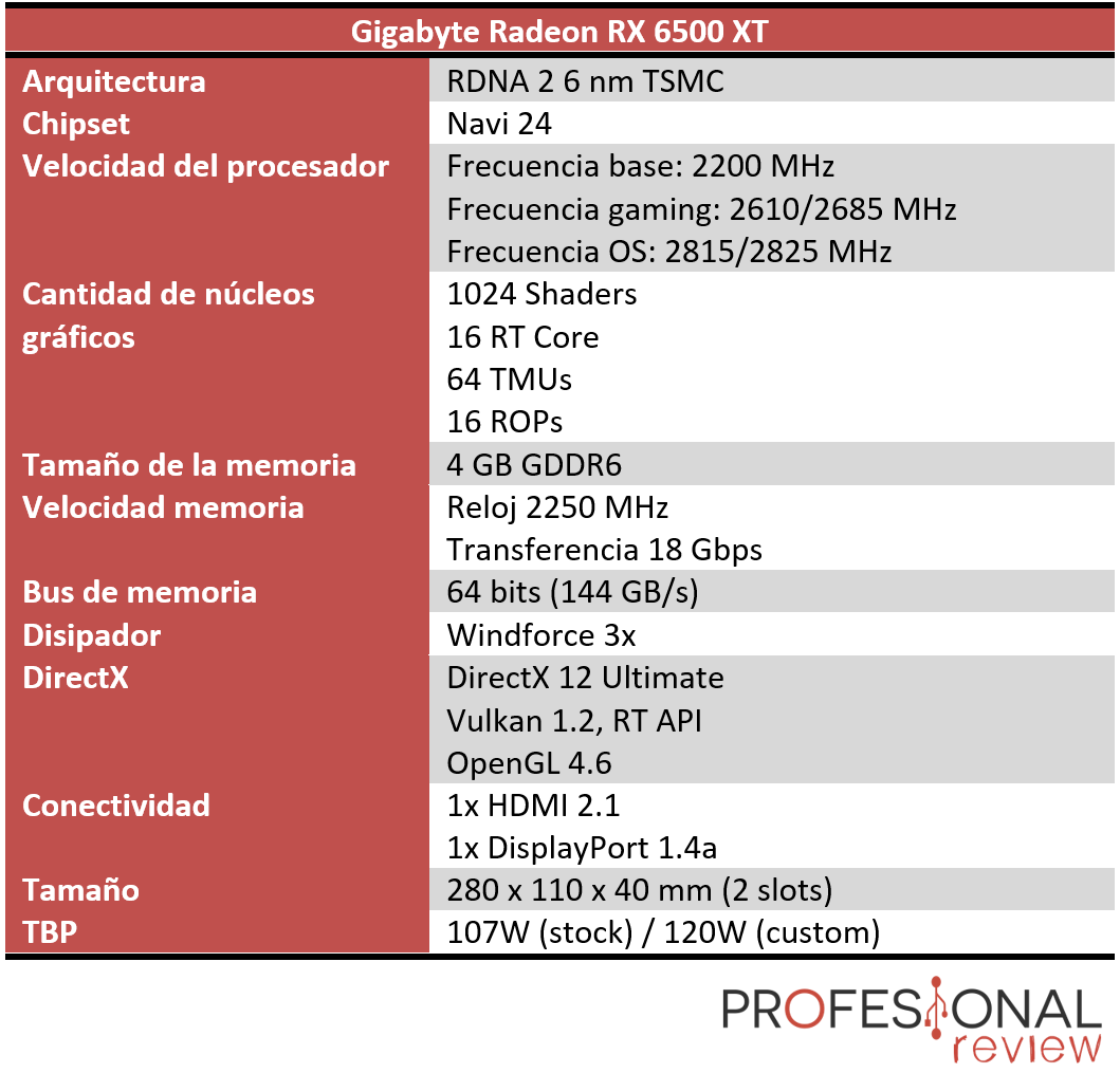 Gigabyte Radeon RX 6500 XT Características