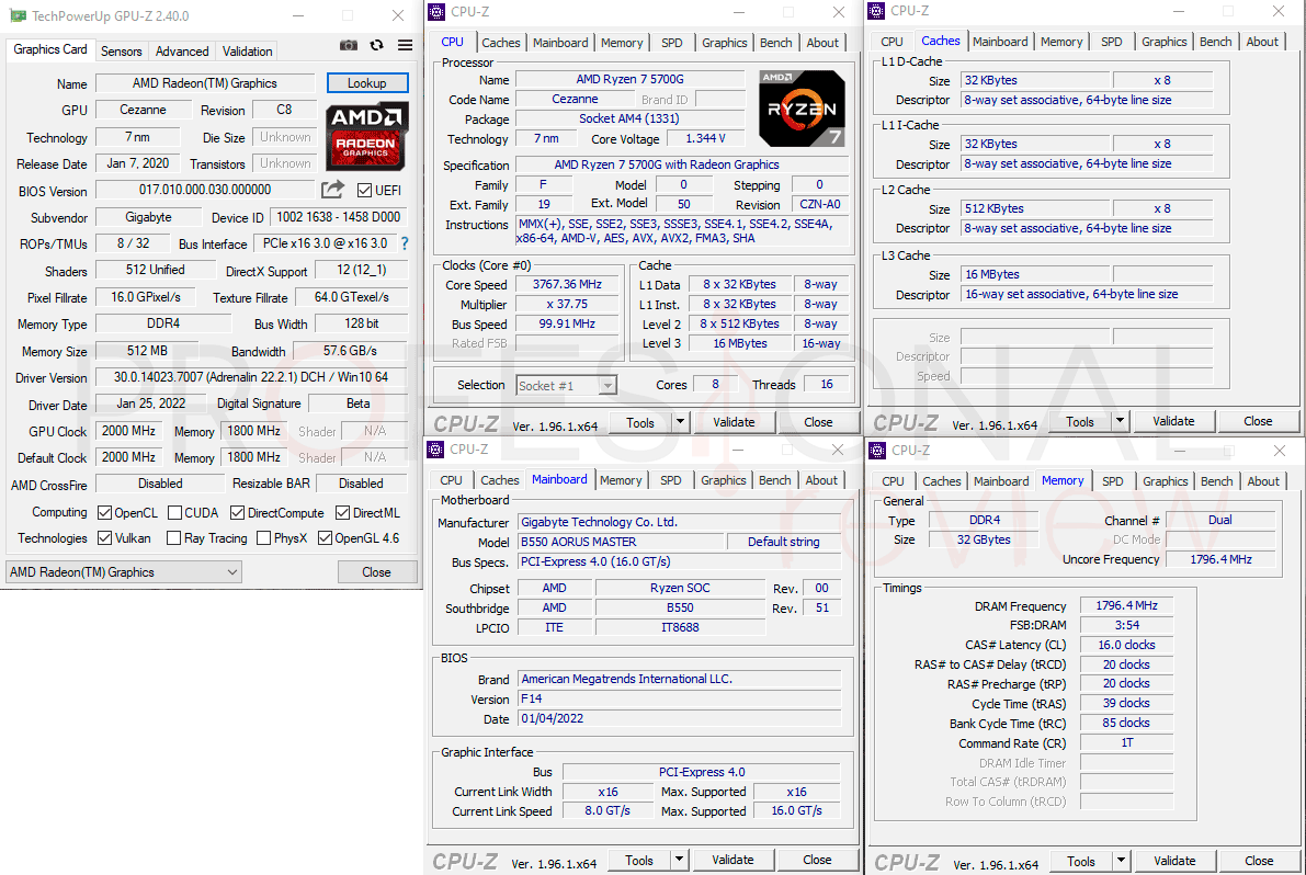 AMD Ryzen 7 5700G CPU-Z