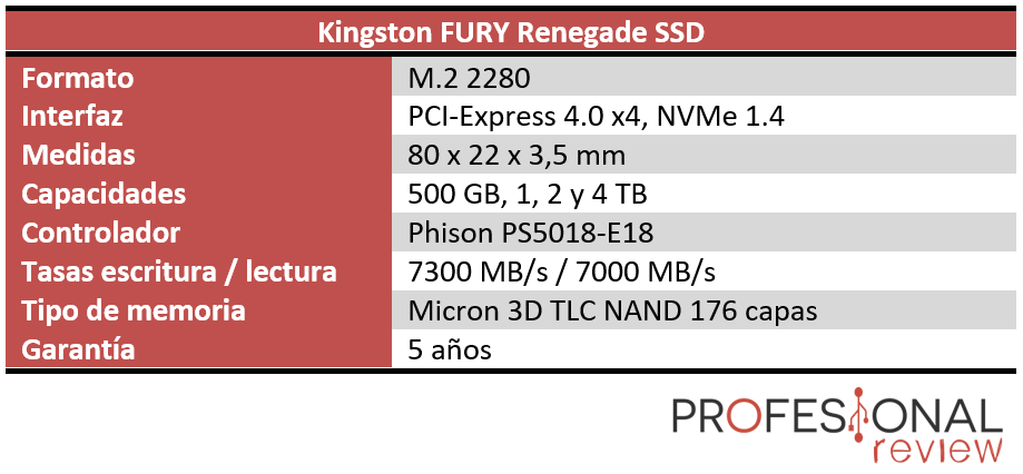 Kingston FURY Renegade SSD Características