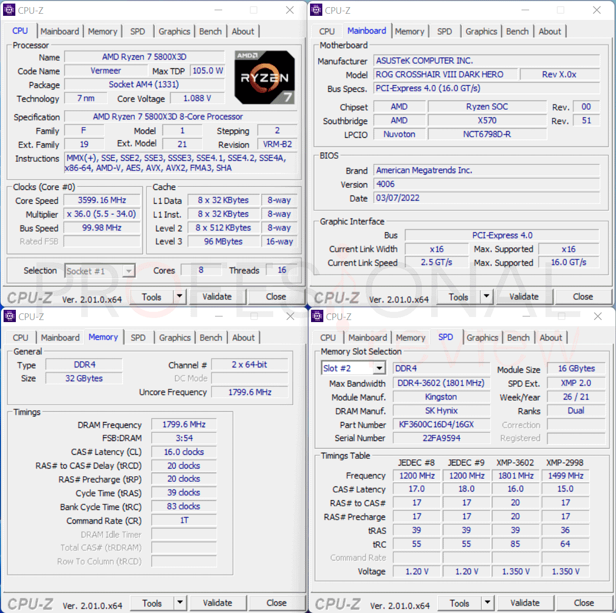 AMD Ryzen 7 5800X3D CPU-Z