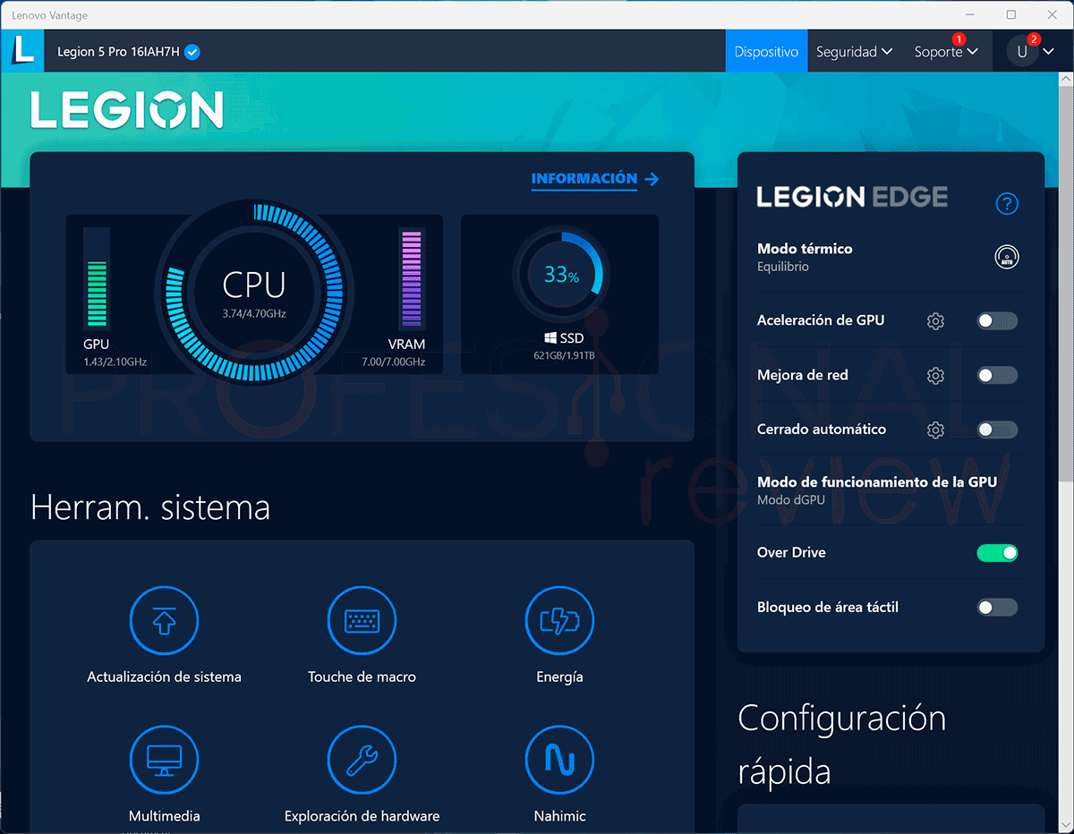 Lenovo Legion 5i Pro 16 Software