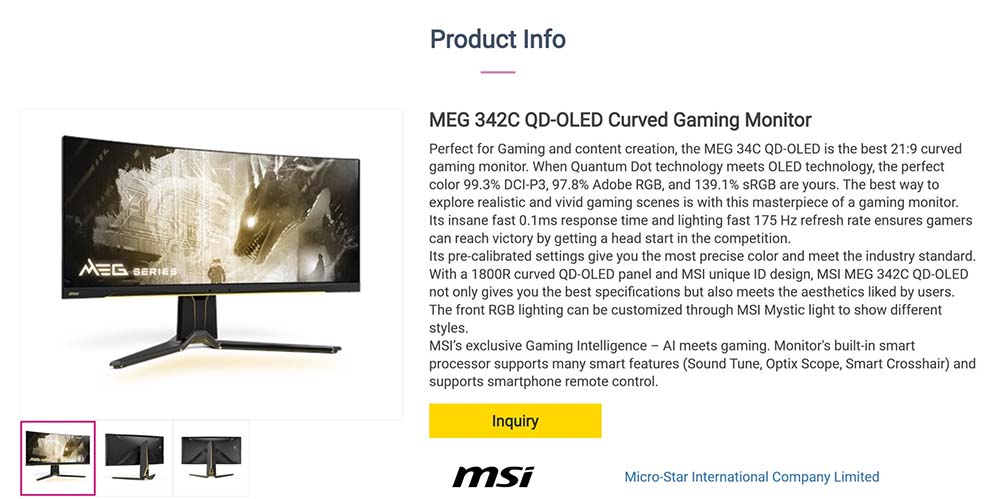 MSI MEG 342C QD-OLED