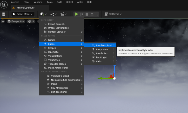 Noche en Unreal Engine 5 cómo crearla PASO a PASO