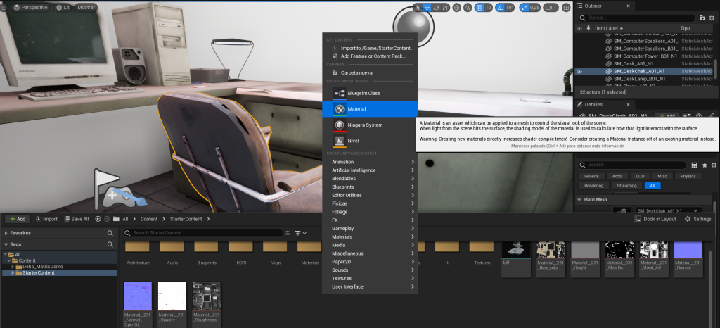 Material en Unreal Engine 5 colocarlo PASO A PASO