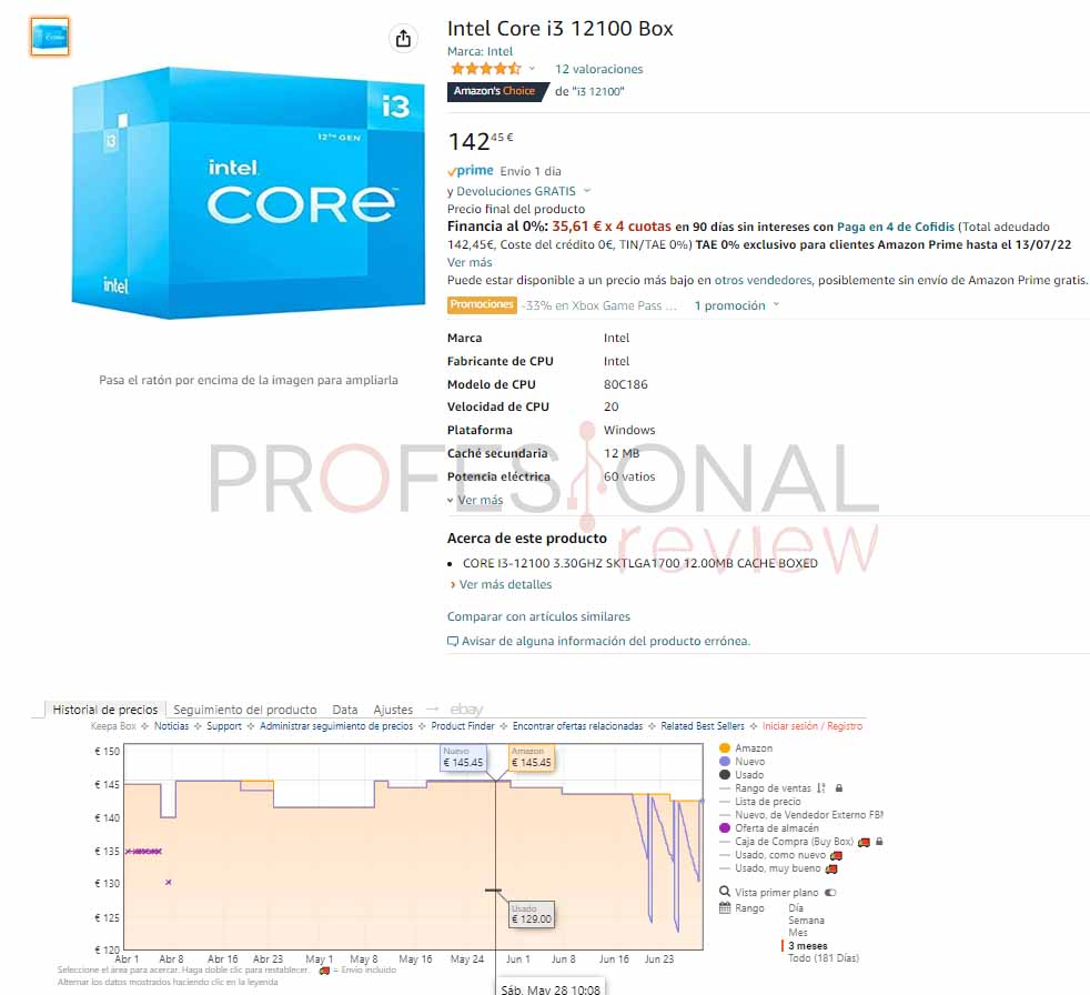 Intel Core i3-12100 precio