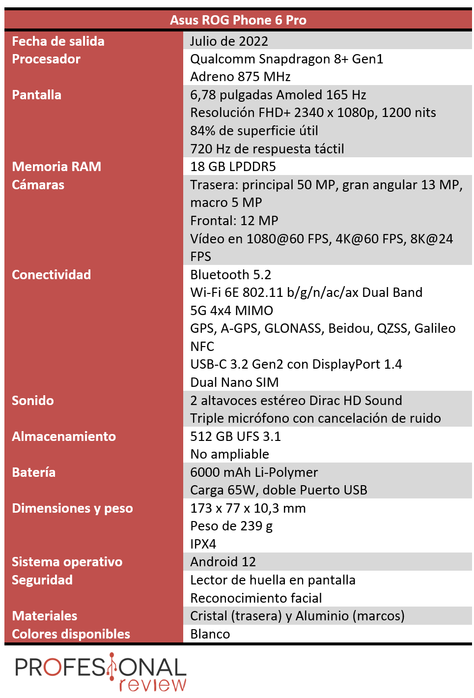 Asus ROG Phone 6 Pro Características