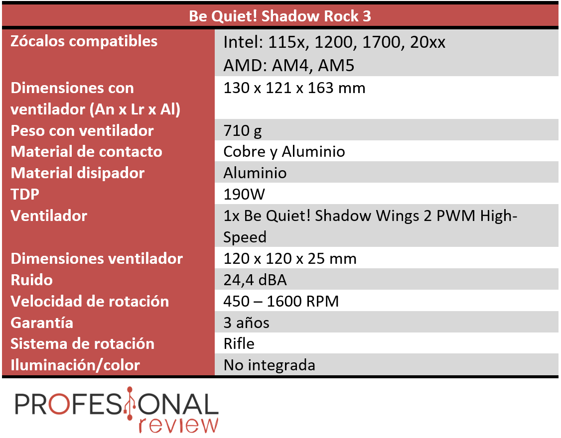 Be Quiet! Shadow Rock 3 Características