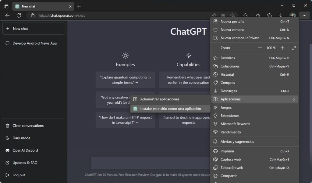 Cómo instalar ChatGPT en Windows 11 como si fuera una app nativa