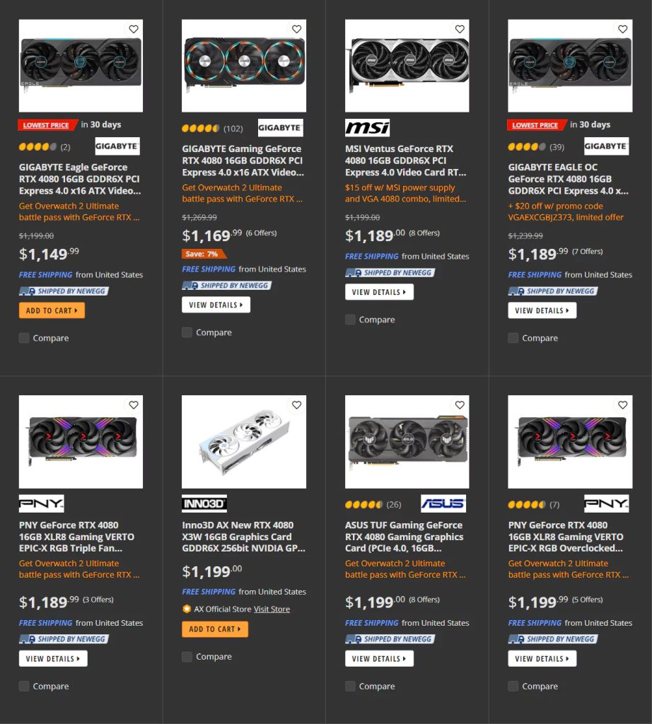 Los precios de las RTX 4090 y RTX 4080 se desploman por debajo del PVP