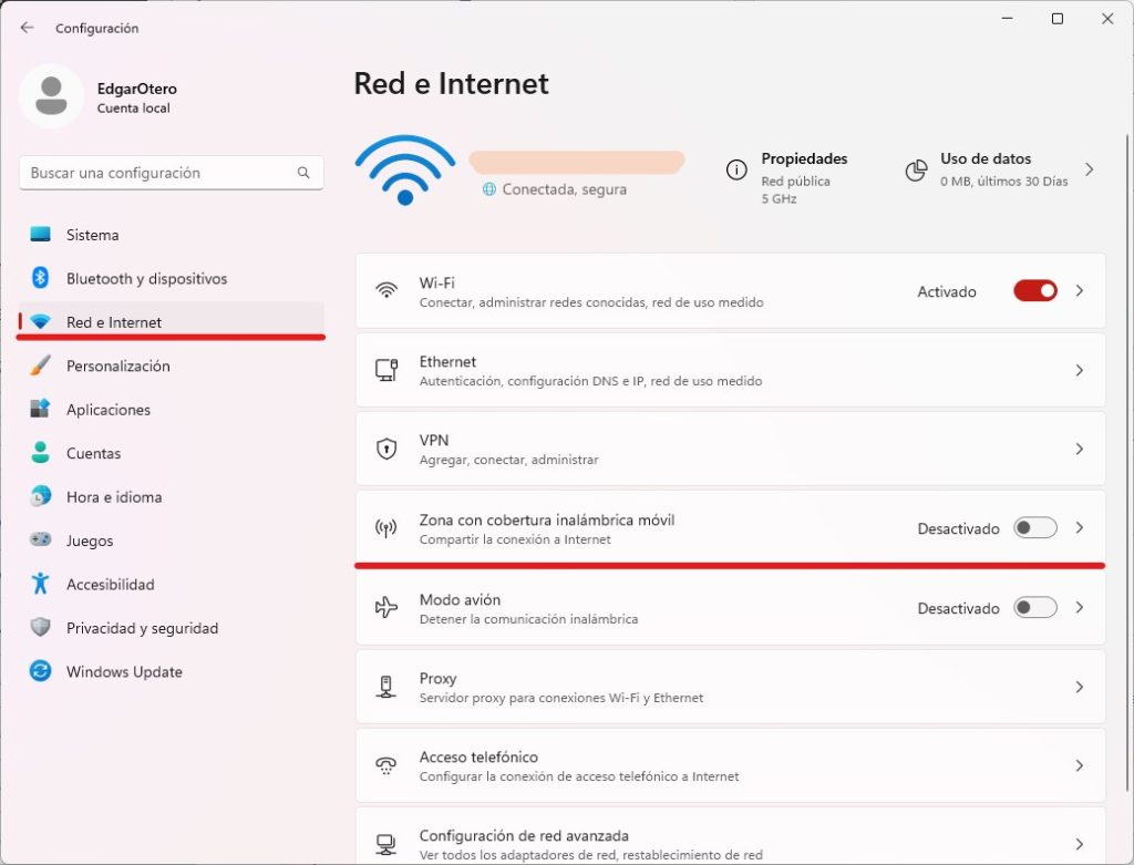 Cómo compartir tu WiFi con el punto de acceso de Windows 11 Cómo compartir tu WiFi con el punto de acceso de Windows 11