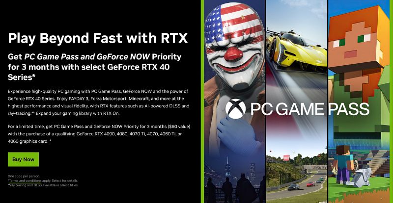 GeForce RTX 40 ahora incluye 3 meses de PC Game Pass y GeForce NOW Priority
