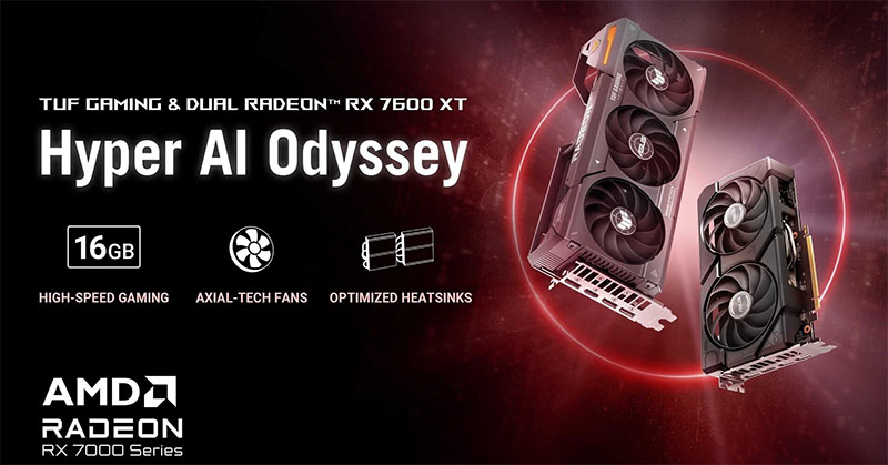 ASUS Radeon RX 7600 XT DUAL y TUF Gaming: 2 y 3 ventiladores