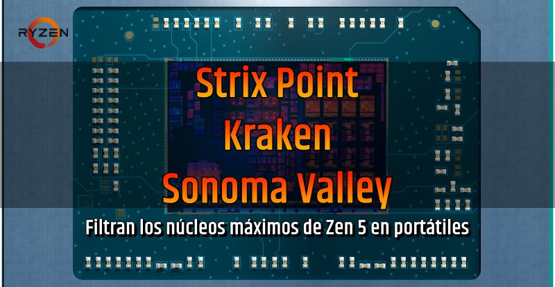 AMD Ryzen “Zen 5” Strix Point, Kraken y Sonoma Valley: Filtran su configuración de núcleos