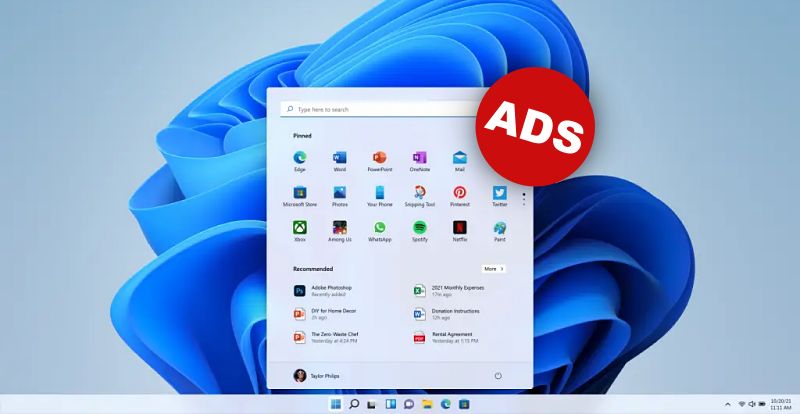 Windows 11 añade publicidad en su menú de inicio con su última actualización