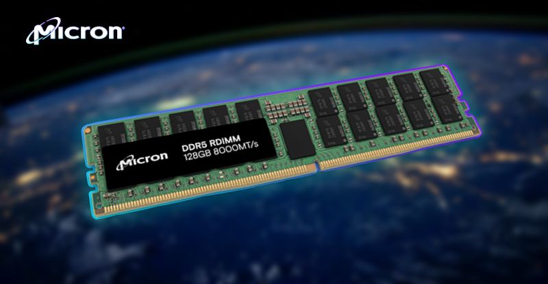 Micron DDR5 RDIMM de 128 GB es anunciado con velocidades de hasta 8000 MT/s.