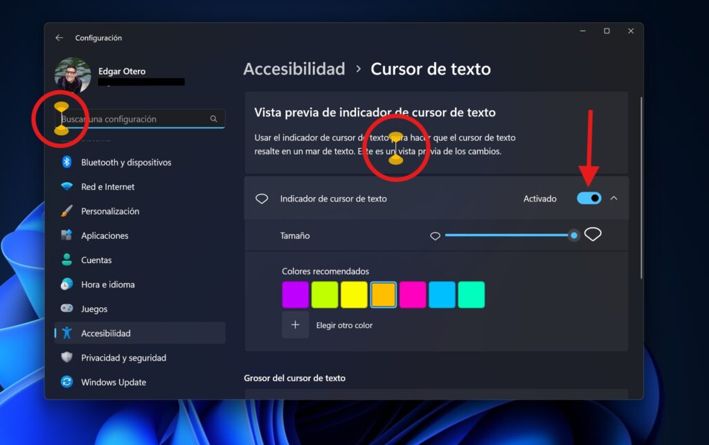 Cómo personalizar el cursor de texto en Windows 11 Cómo personalizar el cursor de texto en Windows 11