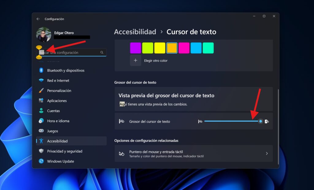Cómo personalizar el cursor de texto en Windows 11 Cómo personalizar el cursor de texto en Windows 11