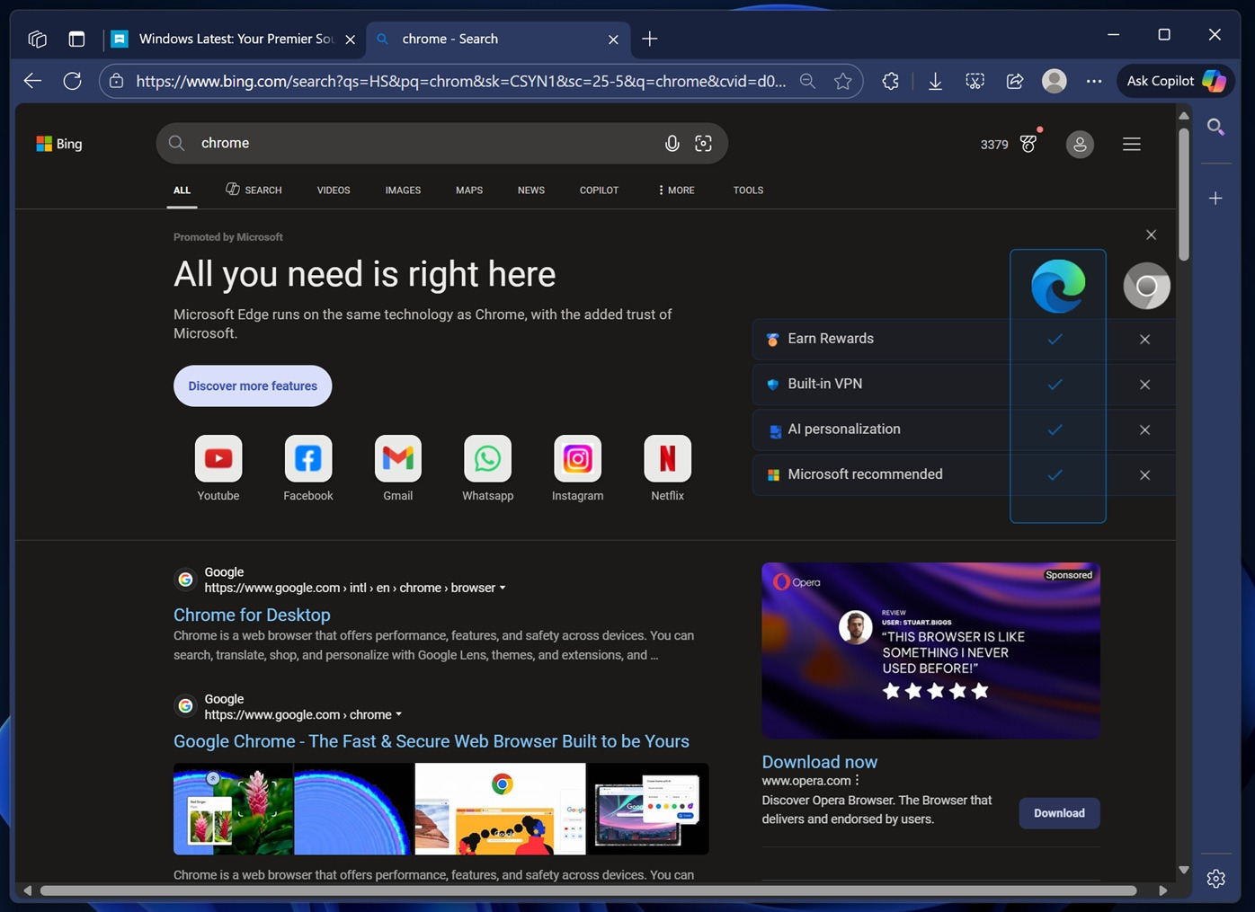 Microsoft sube la apuesta para que no descargues Chrome: ahora regala tarjetas regalo desde Bing Microsoft sube la apuesta para que no descargues Chrome: ahora regala tarjetas regalo desde Bing