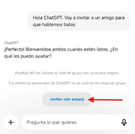 Cómo crear un chat de grupo en ChatGPT