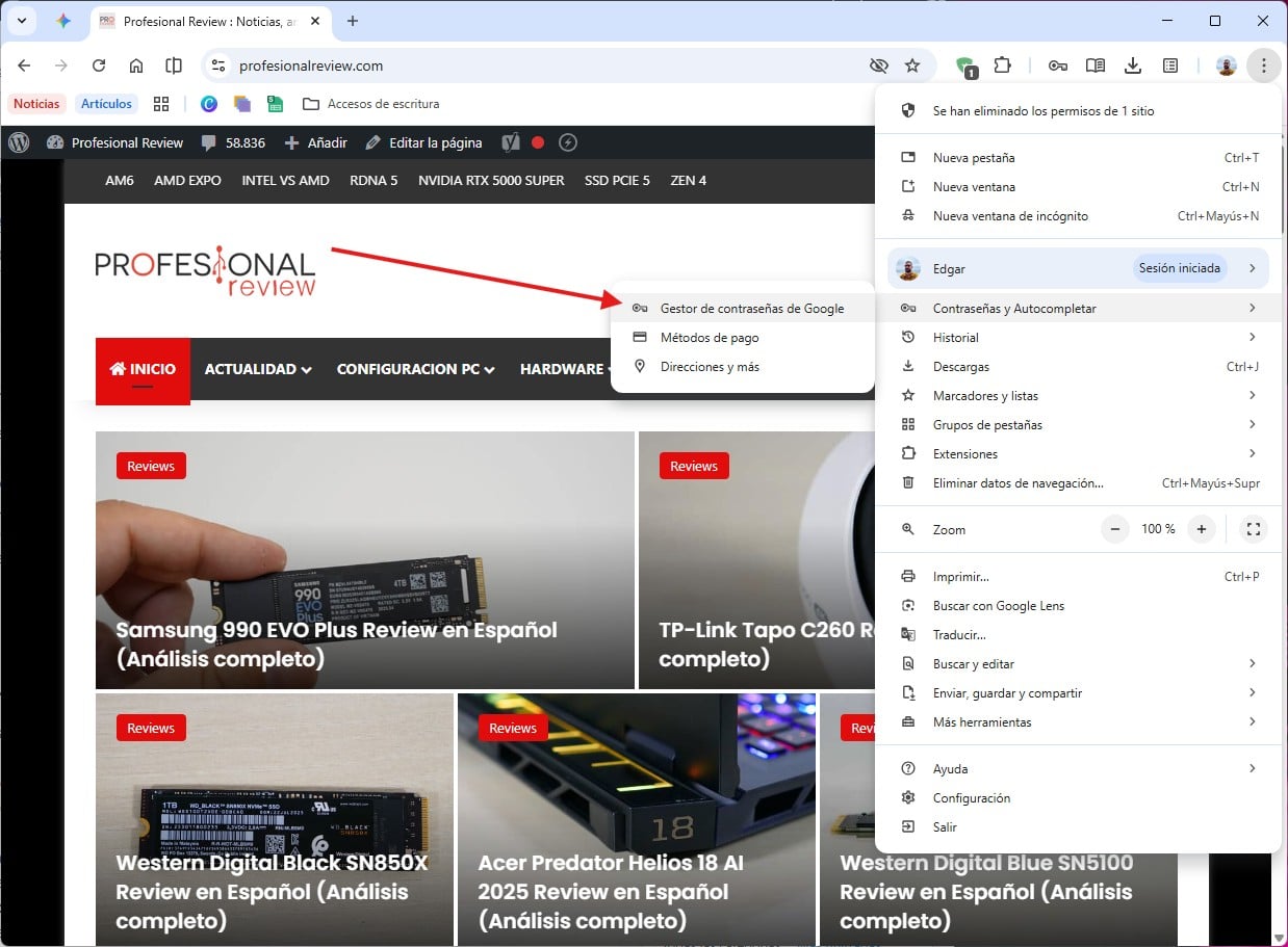 Cómo acceder al gestor de contraseñas de Chrome