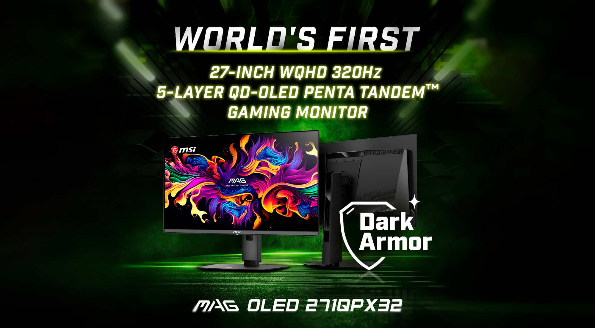 MSI anuncia su monitor con panel Penta Tandem QD-OLED de 5 capas: así es el MAG OLED 271QPX32